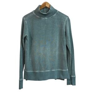 Toad & Co Mock Neck Sweatshirt Pullover Womens XS Blue Green Hemp Organic Cotton